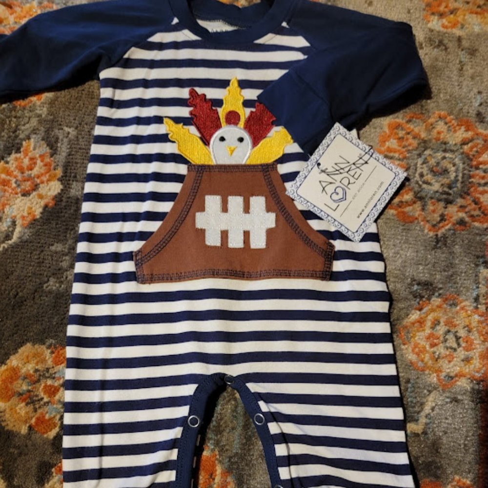 Little Boys Long sleeve Football/turkey romper